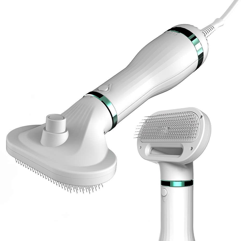 White handheld cleaning tool with brush and scrubber attachments on a white background