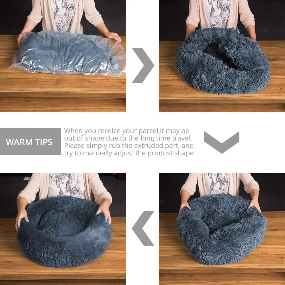 40-90cm 6 Sizes Round Pet Bed for Dog Bed Super Soft Cat Bed Plush Winter Warm Sleeping