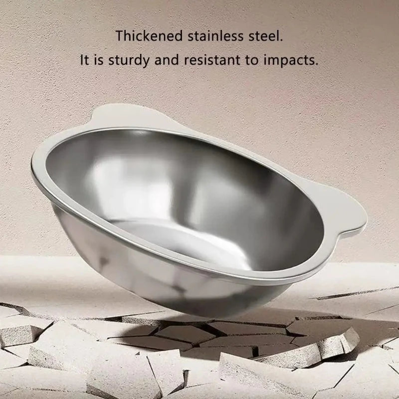 Stainless Steel Raised Cat Bowl with 15° Elevated Design Tilted Neck Guard Healthy Feeding