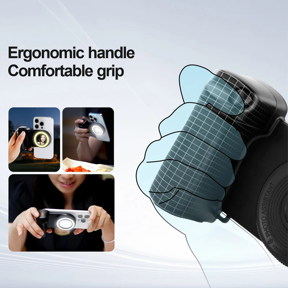 For Magsafe Bluetooth-Compatible Shutter Camera Photo Stabilizer with Fill Light & Reflective Mirror for Android iPhone 16 15 14