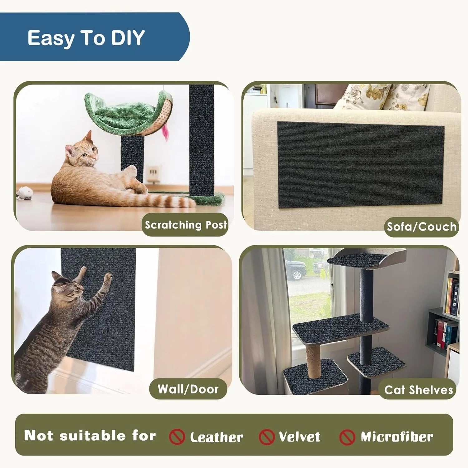Anti Cat Scratch Mat Trimmable Self-Adhesive Carpet Mat Sofa Wall Protector