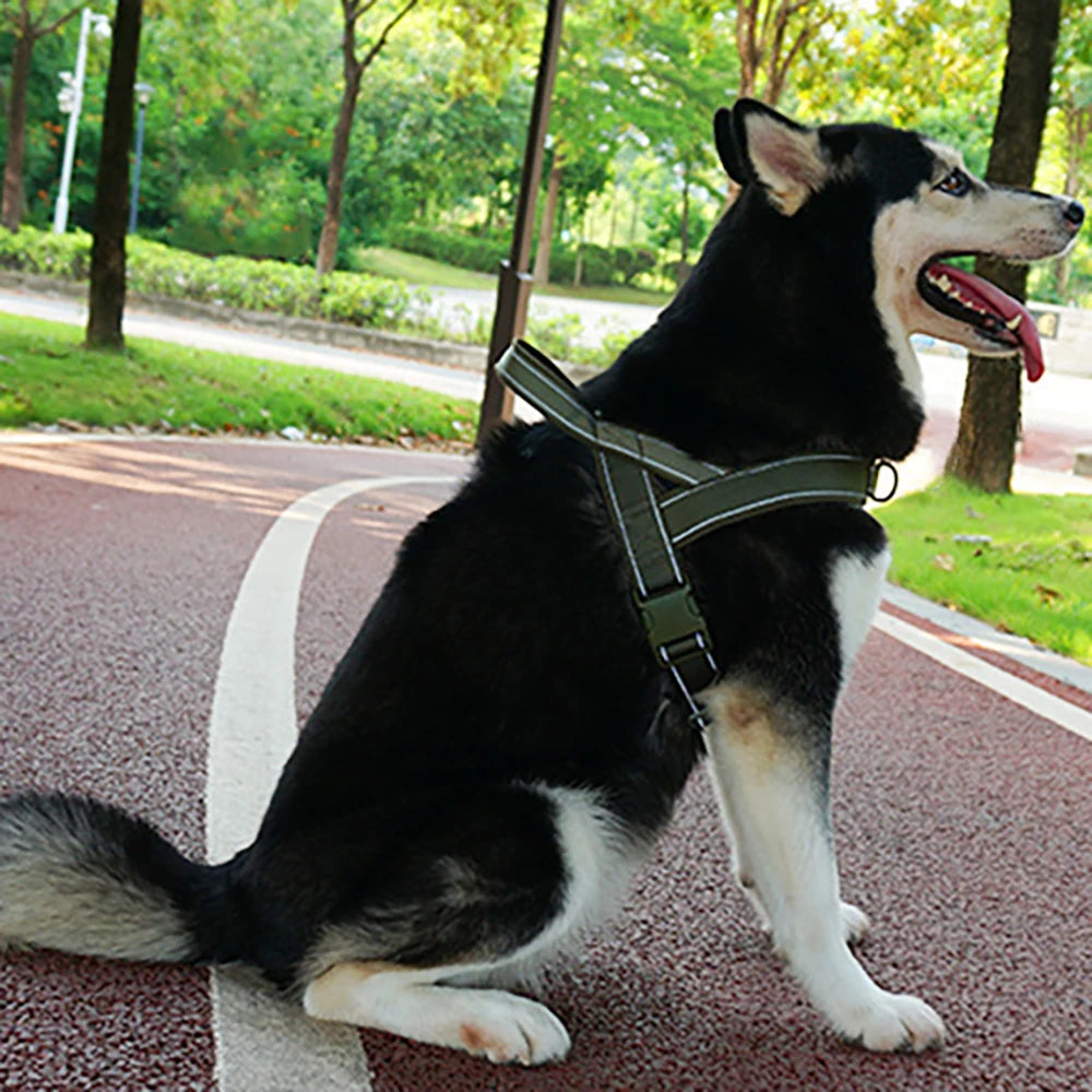 Tactical Anti-Pull Dog Harness 1000D Nylon Adjustable for Dogs, Outdoor Training Vest with Handle