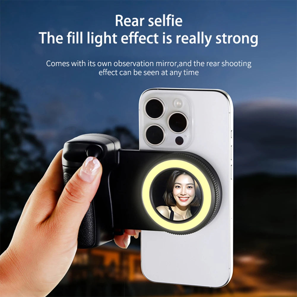For Magsafe Bluetooth-Compatible Shutter Camera Photo Stabilizer with Fill Light & Reflective Mirror for Android iPhone 16 15 14