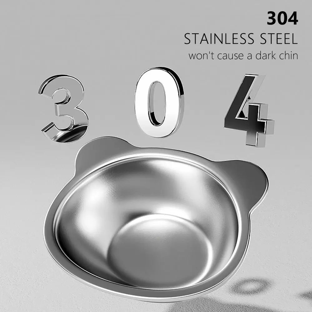 Stainless Steel Raised Cat Bowl with 15° Elevated Design Tilted Neck Guard Healthy Feeding
