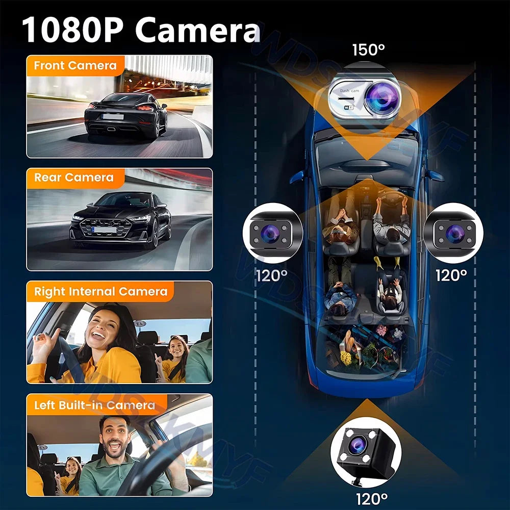 4 CH Dash Cam Car DVR WiFi HD 1080P Video Recorder 3/4 Channel Front Rear View cam Night Vision Black Box For Vehicle Safty