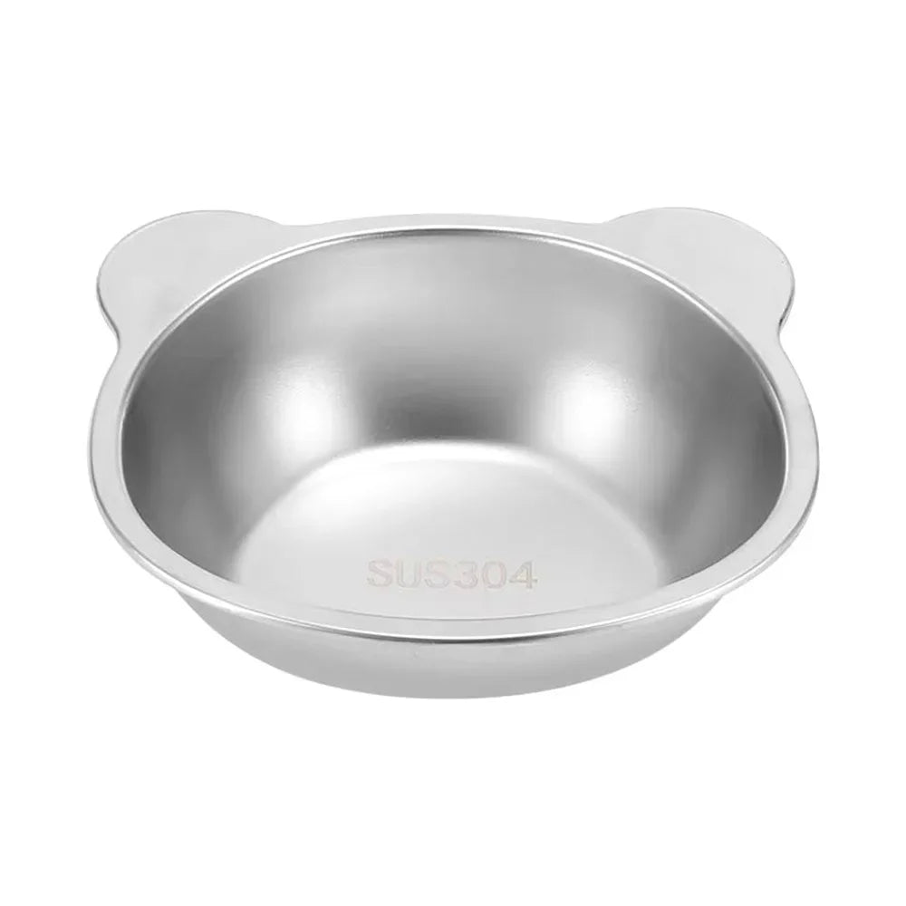 Stainless Steel Raised Cat Bowl with 15° Elevated Design Tilted Neck Guard Healthy Feeding