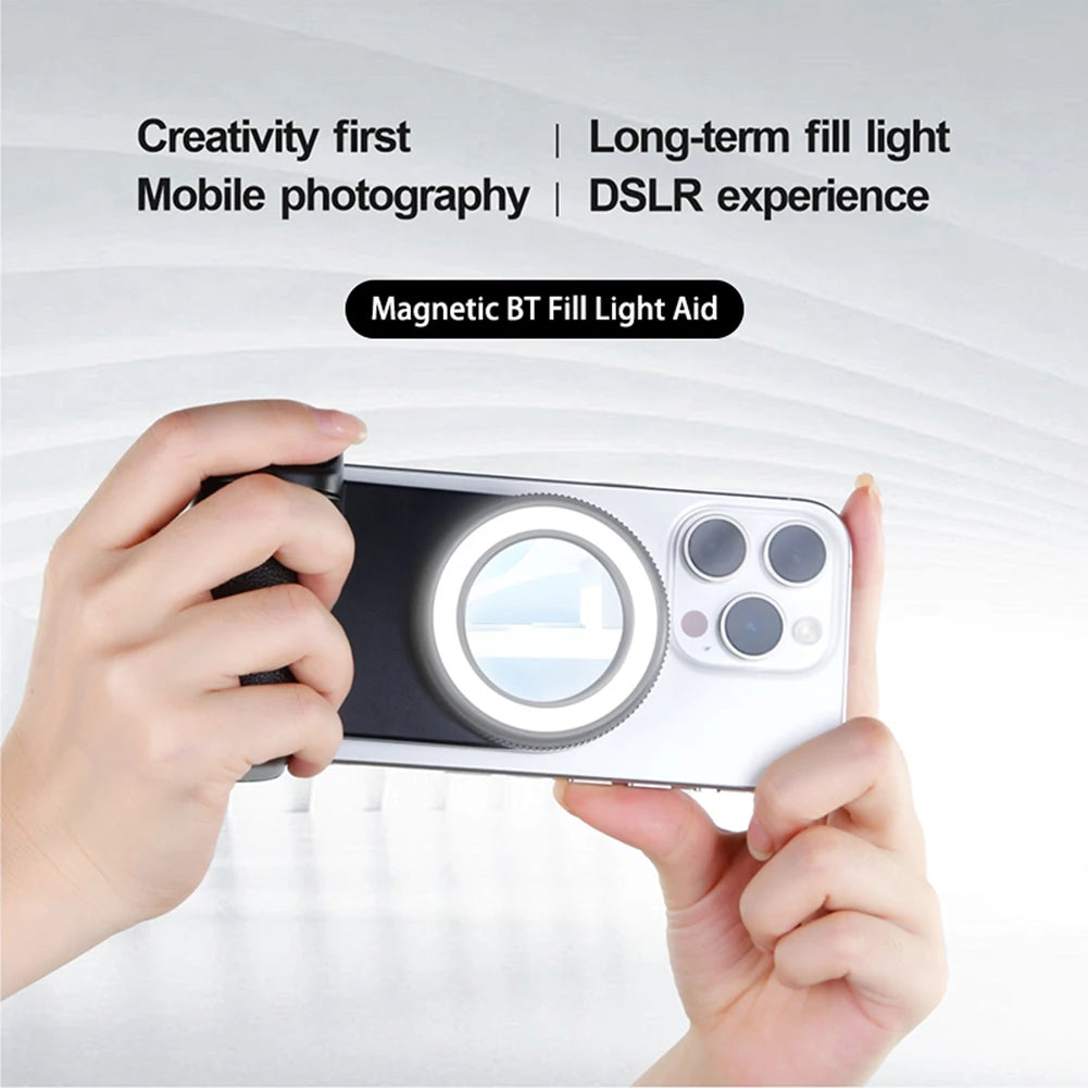 For Magsafe Bluetooth-Compatible Shutter Camera Photo Stabilizer with Fill Light & Reflective Mirror for Android iPhone 16 15 14