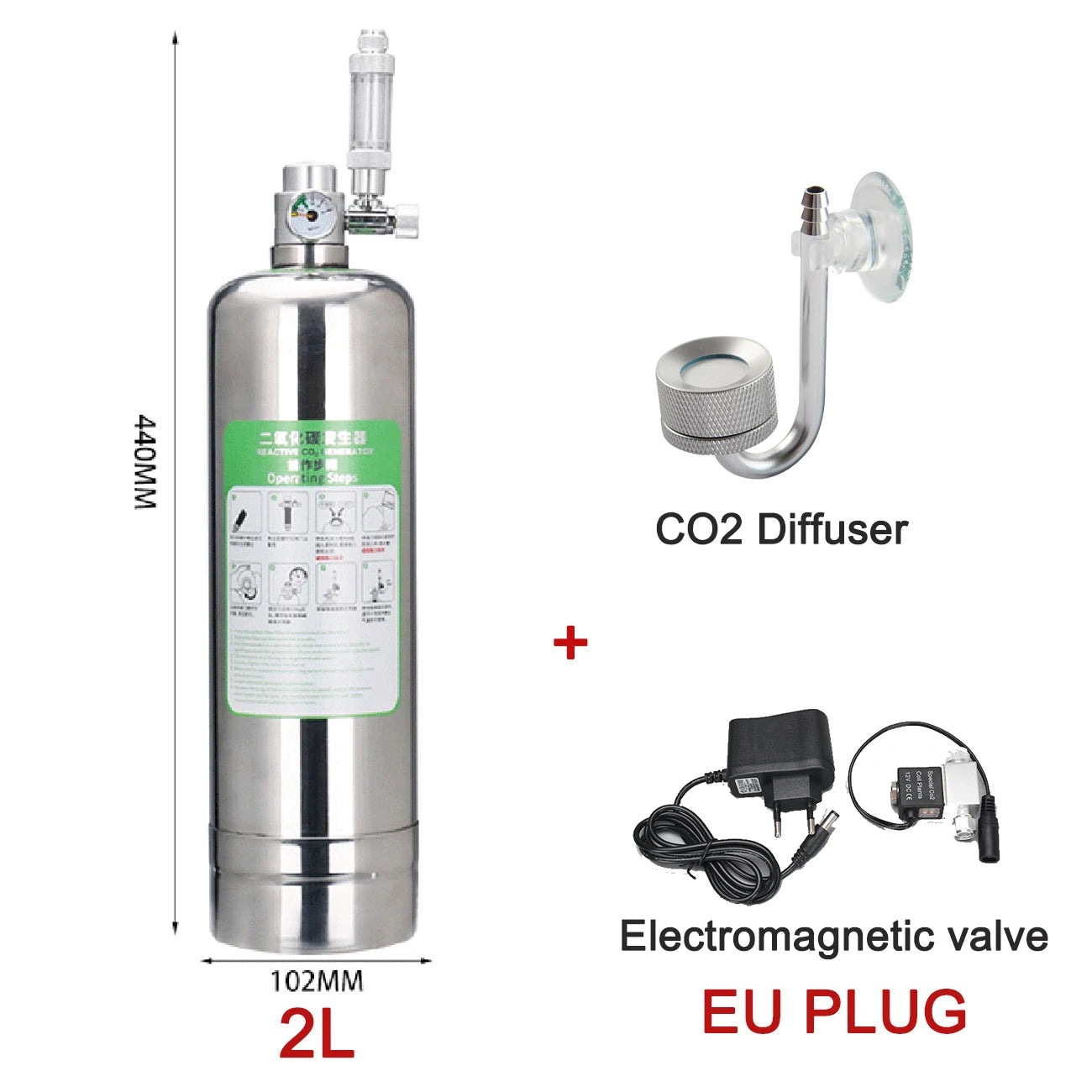 Aquarium CO2 Generator system Kit Stainless Steel Carbon Dioxide Reactor Kit For Plant Fish