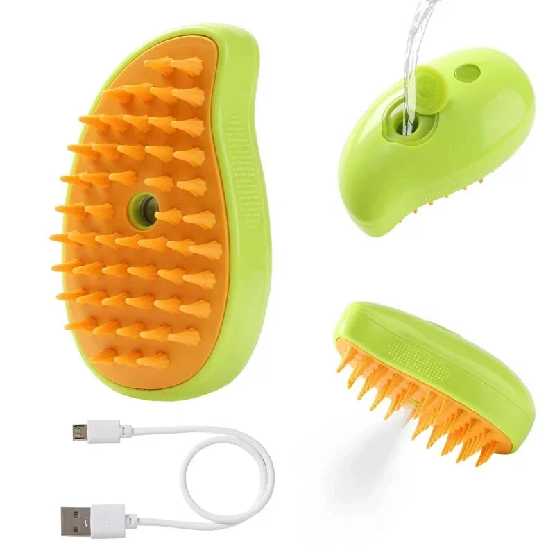 3-in-1 Steam Pet Brush for Dogs & Cats Hair Removal Massage Grooming Comb