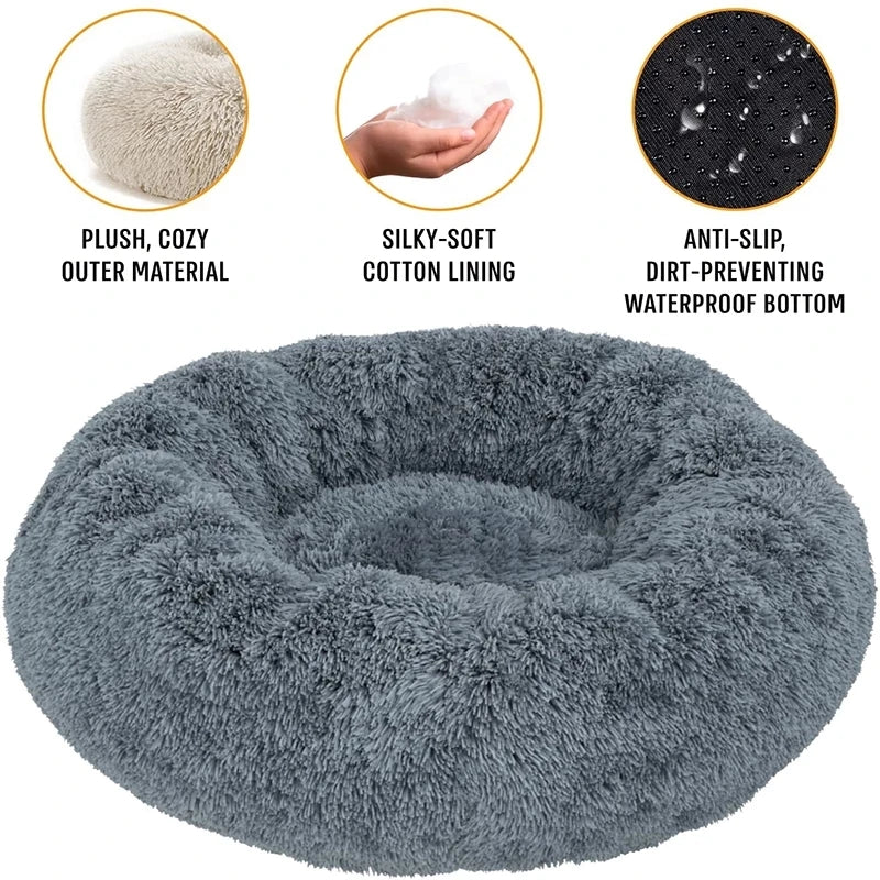 40-90cm 6 Sizes Round Pet Bed for Dog Bed Super Soft Cat Bed Plush Winter Warm Sleeping