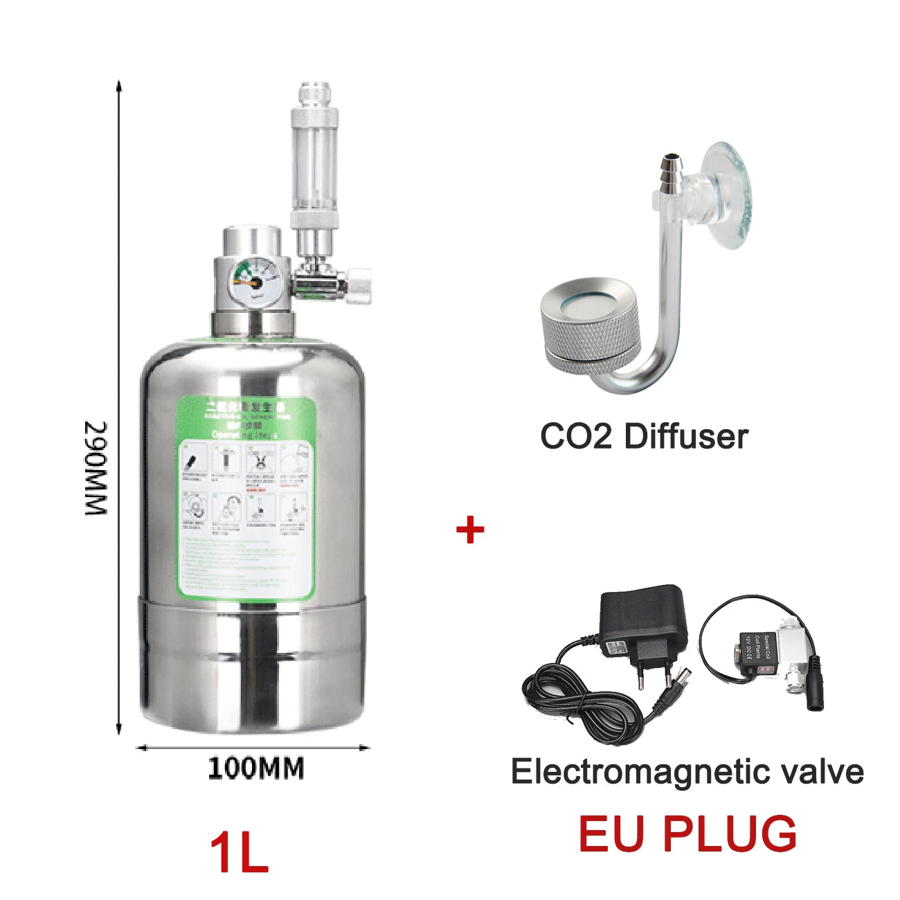 Aquarium CO2 Generator system Kit Stainless Steel Carbon Dioxide Reactor Kit For Plant Fish