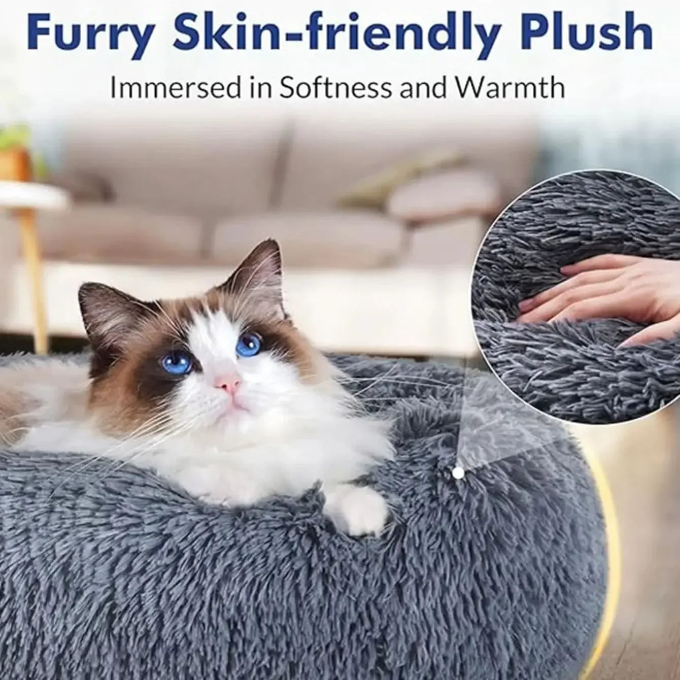 40-90cm 6 Sizes Round Pet Bed for Dog Bed Super Soft Cat Bed Plush Winter Warm Sleeping