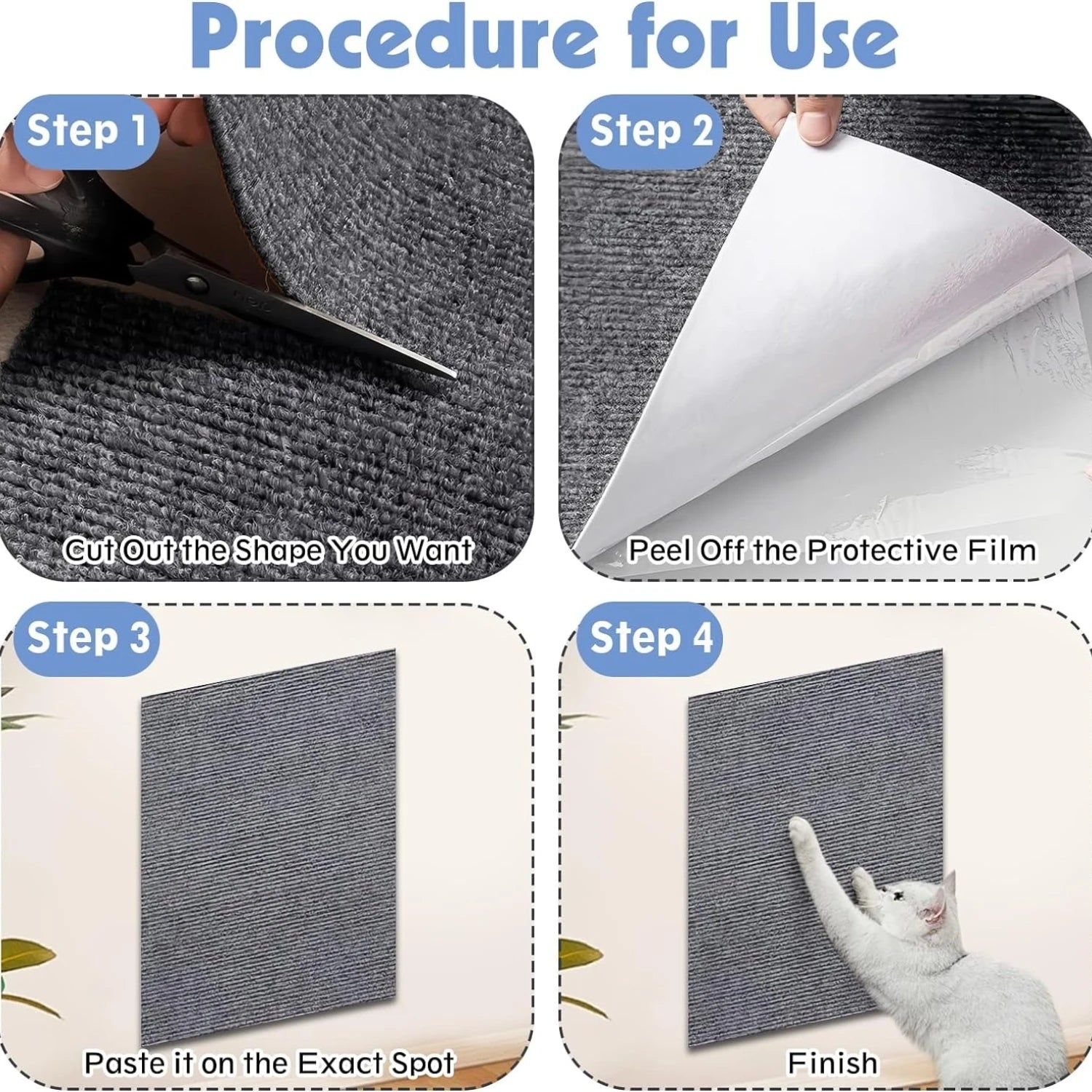 Anti Cat Scratch Mat Trimmable Self-Adhesive Carpet Mat Sofa Wall Protector