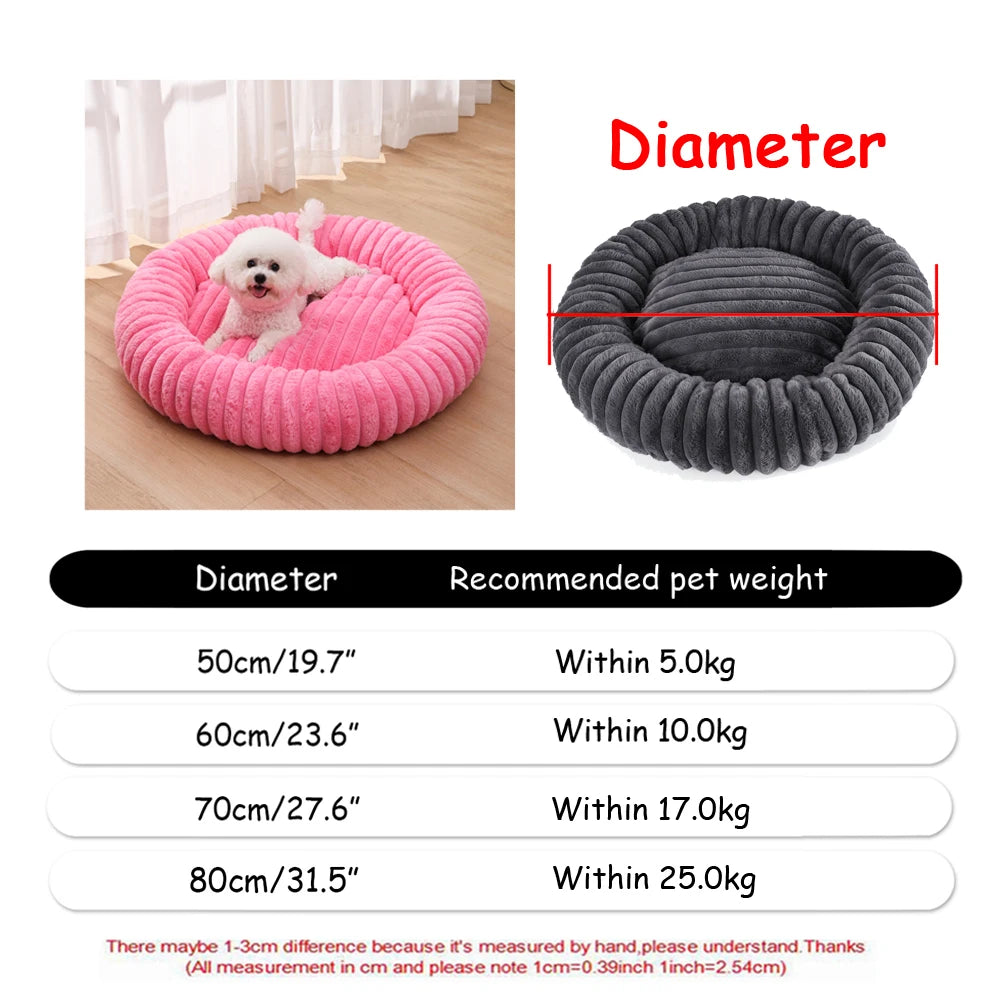 40-90cm 6 Sizes Round Pet Bed for Dog Bed Super Soft Cat Bed Plush Winter Warm Sleeping