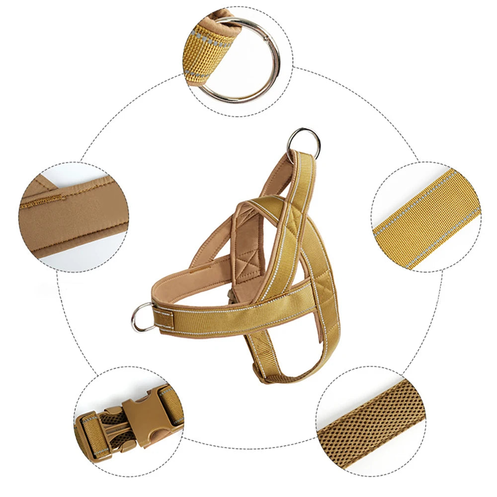 Tactical Anti-Pull Dog Harness 1000D Nylon Adjustable for Dogs, Outdoor Training Vest with Handle