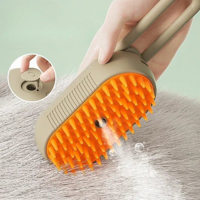 3-in-1 Steam Pet Brush for Dogs & Cats Hair Removal Massage Grooming Comb