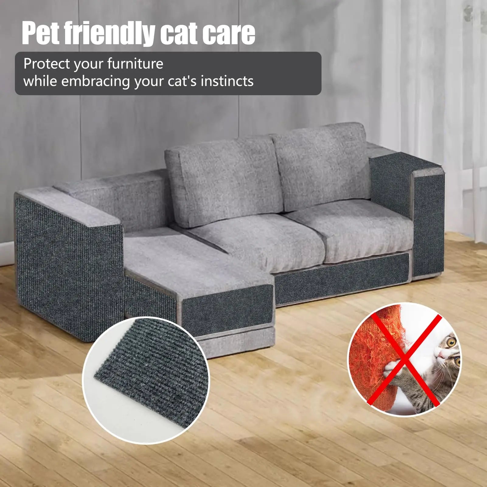 Anti Cat Scratch Mat Trimmable Self-Adhesive Carpet Mat Sofa Wall Protector