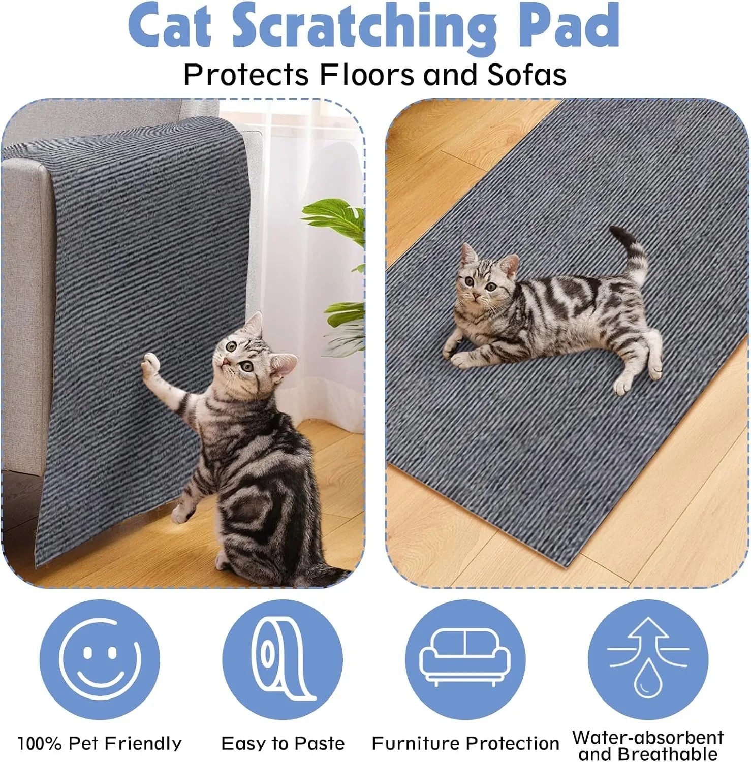 Anti Cat Scratch Mat Trimmable Self-Adhesive Carpet Mat Sofa Wall Protector