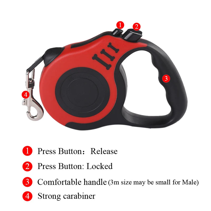 3m 5m Dog Leash For Dogs Automatic Retractable Nylon Rope Extension Puppy Walking