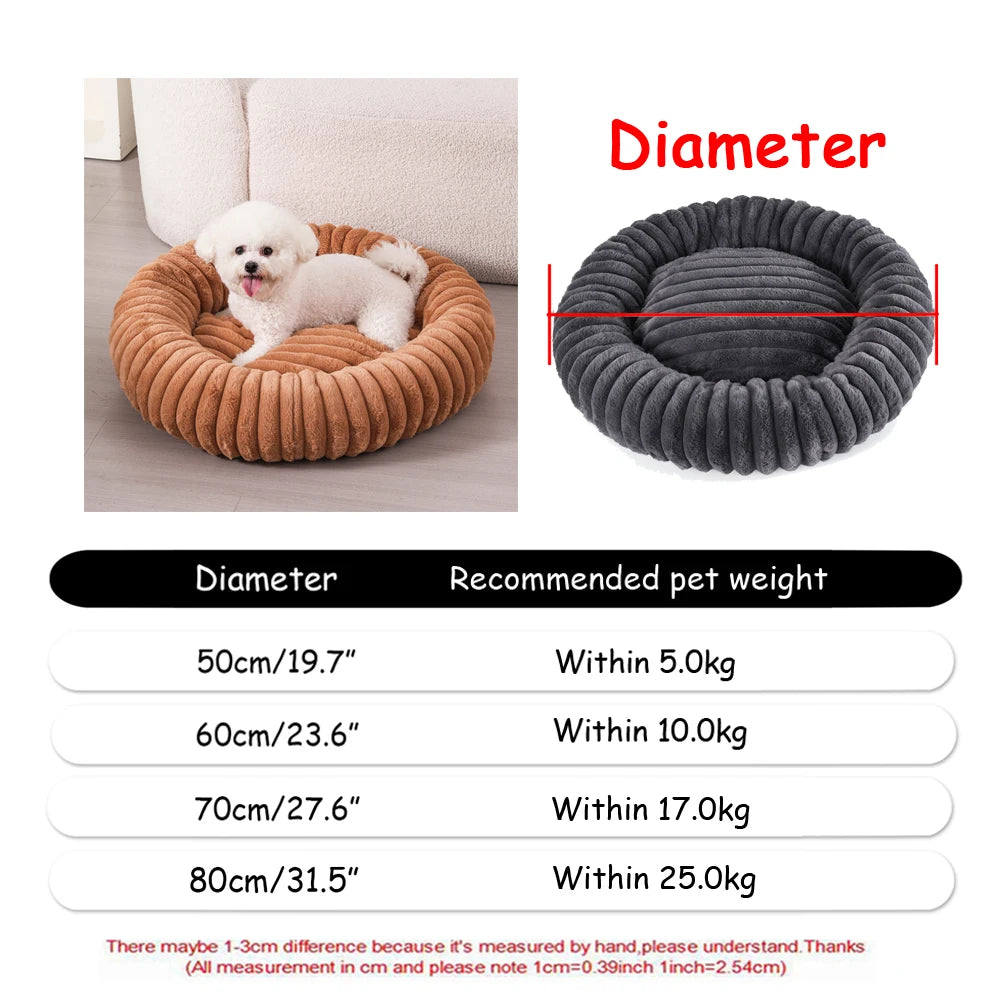 40-90cm 6 Sizes Round Pet Bed for Dog Bed Super Soft Cat Bed Plush Winter Warm Sleeping