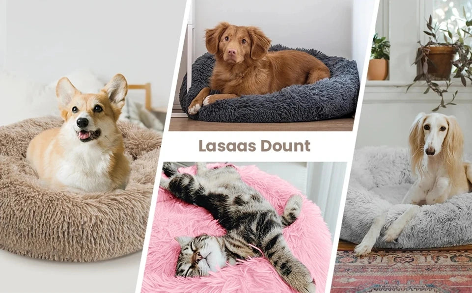 40-90cm 6 Sizes Round Pet Bed for Dog Bed Super Soft Cat Bed Plush Winter Warm Sleeping