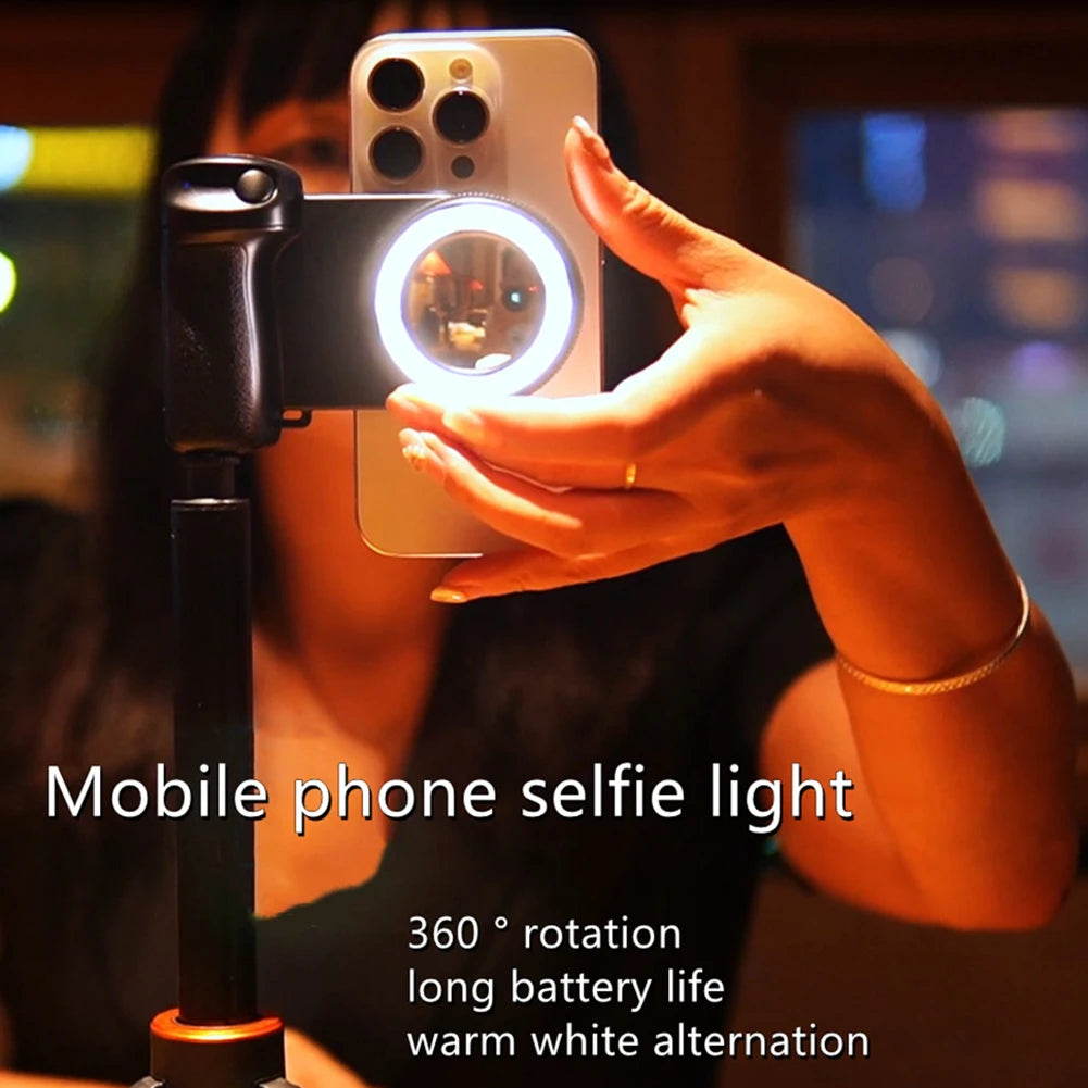 For Magsafe Bluetooth-Compatible Shutter Camera Photo Stabilizer with Fill Light & Reflective Mirror for Android iPhone 16 15 14