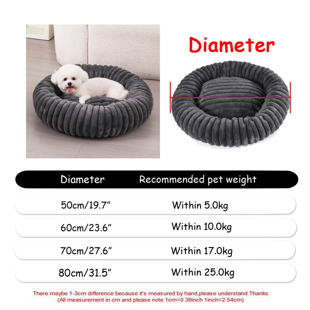 40-90cm 6 Sizes Round Pet Bed for Dog Bed Super Soft Cat Bed Plush Winter Warm Sleeping
