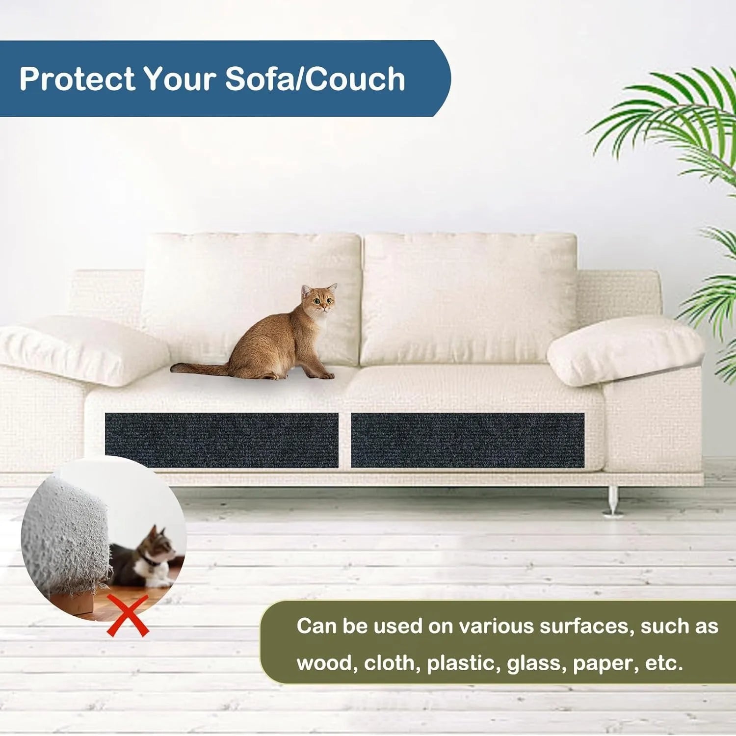 Anti Cat Scratch Mat Trimmable Self-Adhesive Carpet Mat Sofa Wall Protector