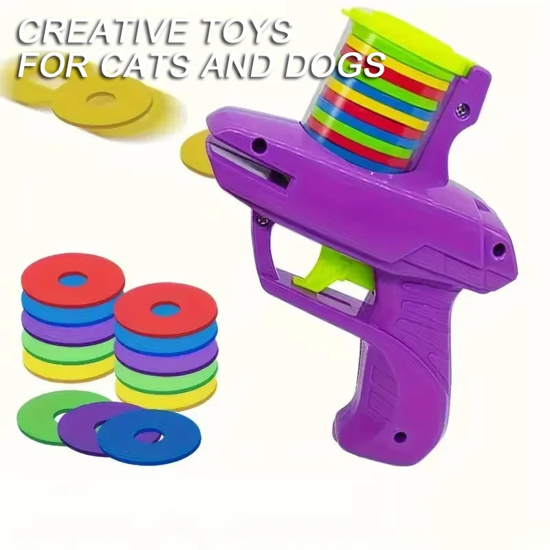 Funny Cat Toys Creative Turnip Gun with 15pcs Reusable Foam Frisbee