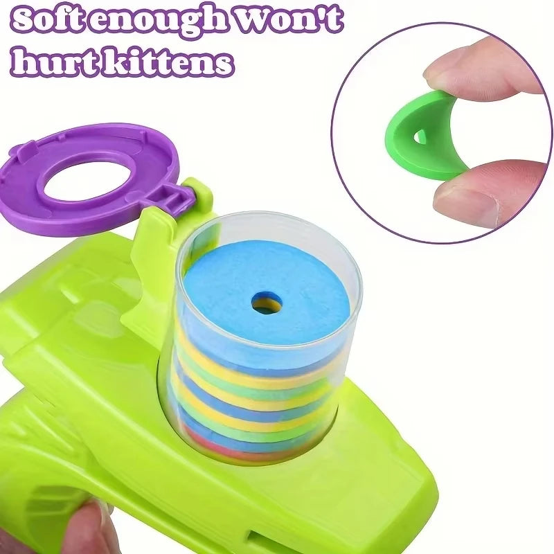 Funny Cat Toys Creative Turnip Gun with 15pcs Reusable Foam Frisbee