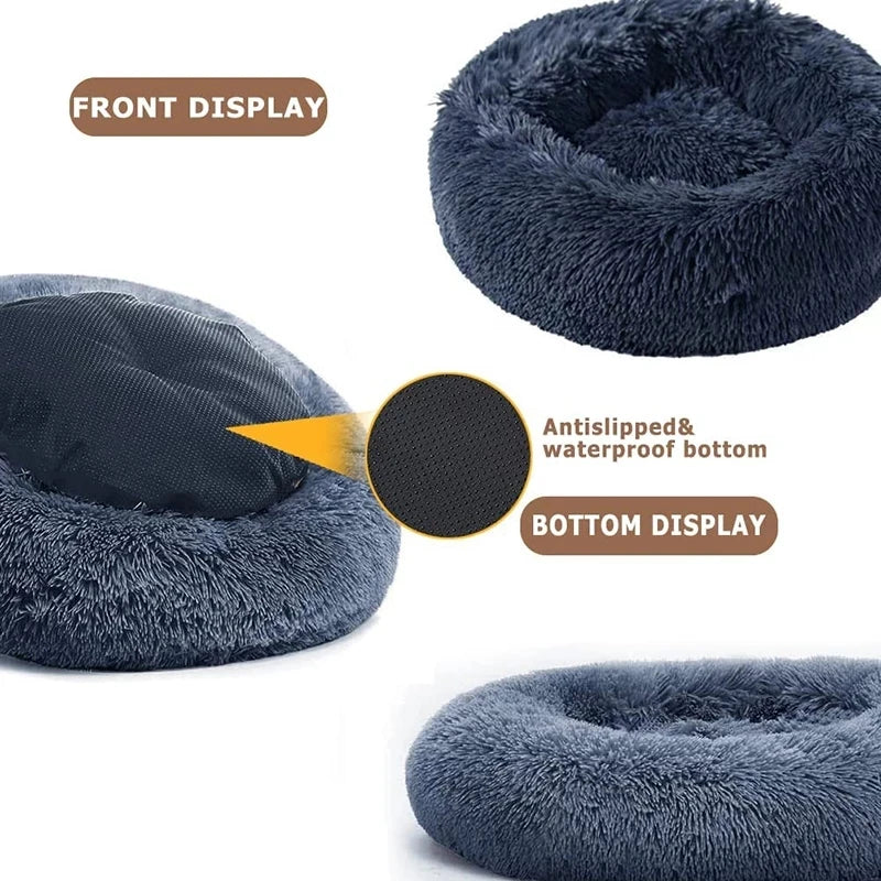 40-90cm 6 Sizes Round Pet Bed for Dog Bed Super Soft Cat Bed Plush Winter Warm Sleeping