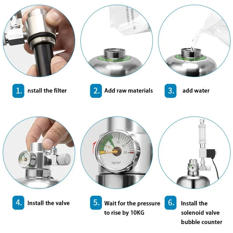 Aquarium CO2 Generator system Kit Stainless Steel Carbon Dioxide Reactor Kit For Plant Fish