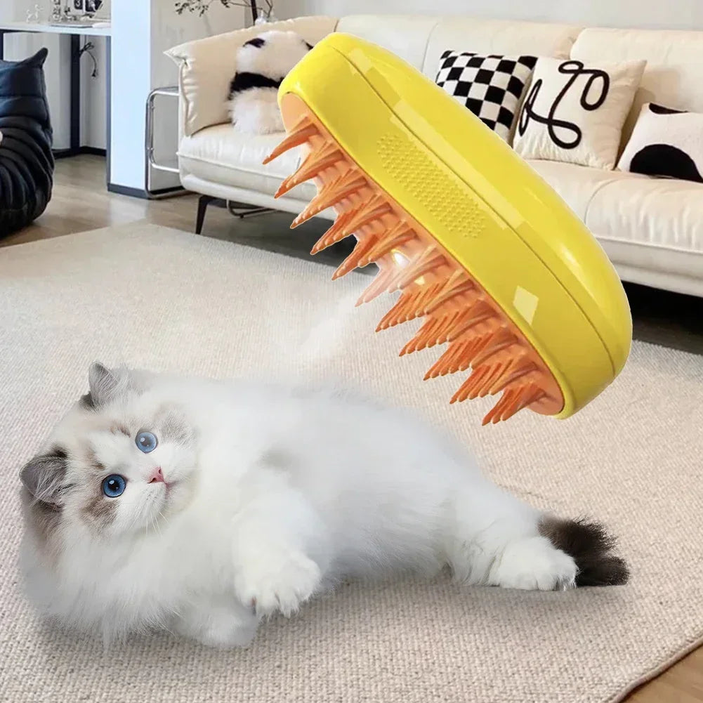 3-in-1 Steam Pet Brush for Dogs & Cats Hair Removal Massage Grooming Comb