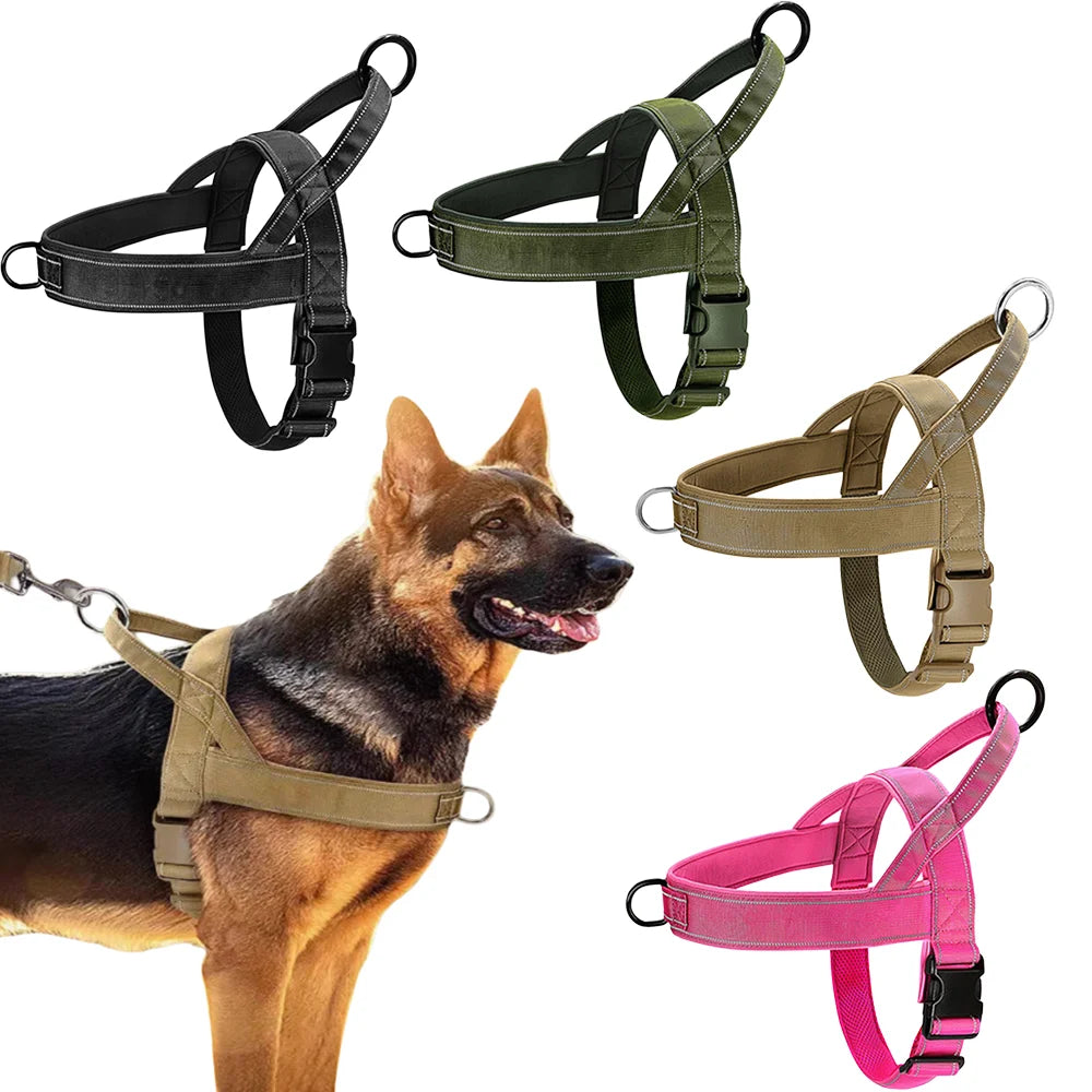 Tactical Anti-Pull Dog Harness 1000D Nylon Adjustable for Dogs, Outdoor Training Vest with Handle