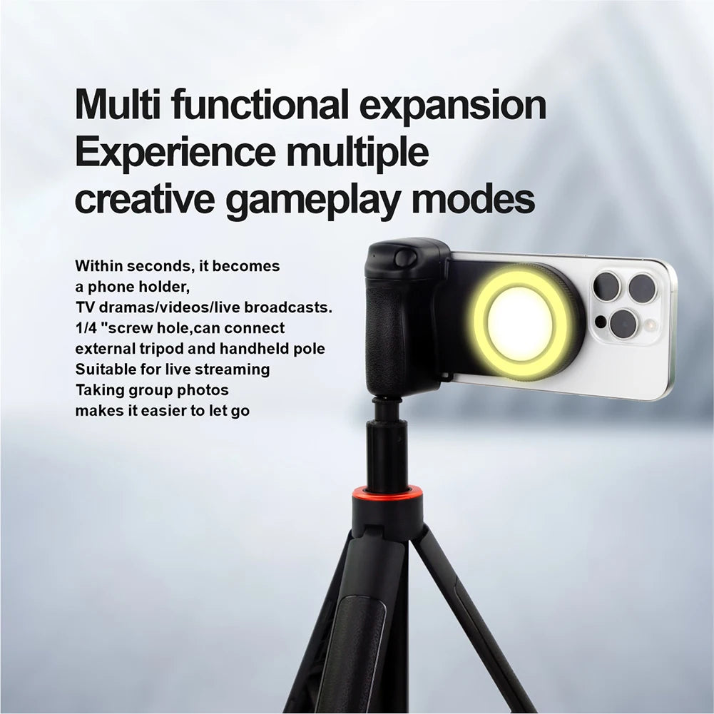 For Magsafe Bluetooth-Compatible Shutter Camera Photo Stabilizer with Fill Light & Reflective Mirror for Android iPhone 16 15 14