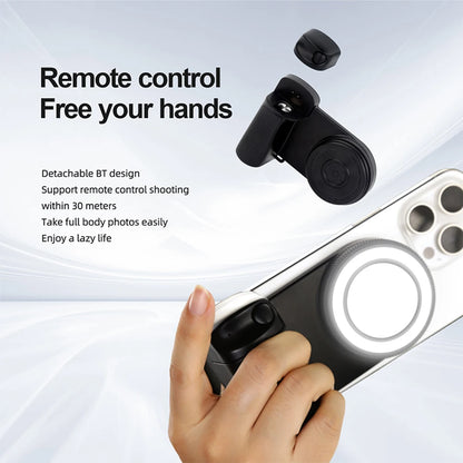 For Magsafe Bluetooth-Compatible Shutter Camera Photo Stabilizer with Fill Light & Reflective Mirror for Android iPhone 16 15 14